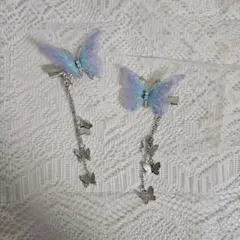 SHEIN　髪飾り　蝶々　紫　水色　ヘアアクセサリー　ヘアピン