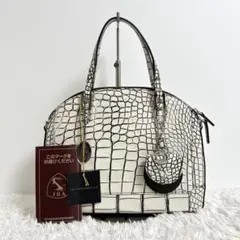 【極美品】 ボーグラン クロコダイル JRA ハンドバッグ バニラ 目地染め