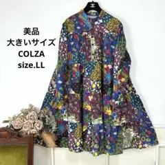 63美品　大きいサイズ COLZA 総柄　ワンピース