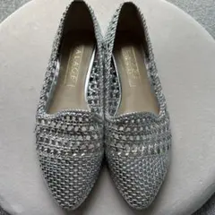 AKAKURA ALAGE シルバー メッシュ フラットシューズ