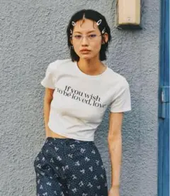 ACLENT メッセージ ミニT レッド フリーサイズ 完売商品 細見えTシャツ