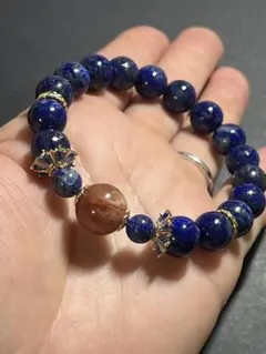 ラピスラズリとピンクラピッドヘアのブレスレット