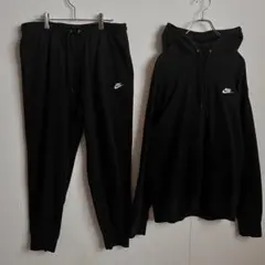 NIKE プルオーバーパーカー スウェットパンツ 上下セットアップ 黒 刺繍ロゴ