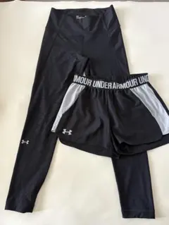 アンダーアーマー レギンスとショートパンツセット MD ブラック