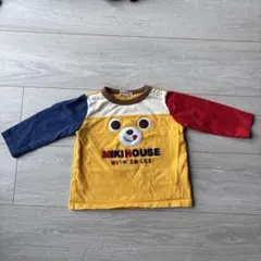 【美品】ミキハウス クマ顔アップリケ 長袖Tシャツ 80 男の子 女の子