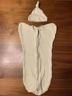 【美品】SOWAN キルティングコットンスワドル・ニット帽(ミルクベージュ)