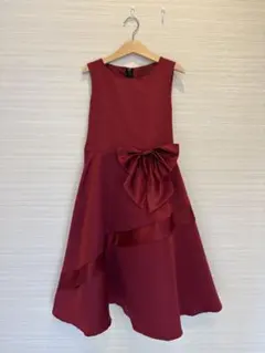 キャサリンコテージ ビッグリボンサテンドレス レッド140 キッズ フォーマル