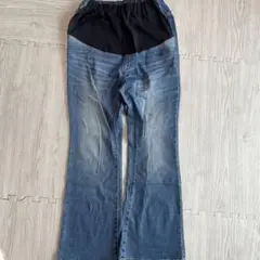 LEPSIM マタニティデニムブルー フレアパンツ