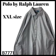 ビッグサイズ ポロバイラルフローレン グレンチェック 長袖シャツ 黒 紫 XXL
