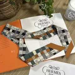 a125【極美品】HERMESエルメス ツイリー ボルデュックリボン 赤