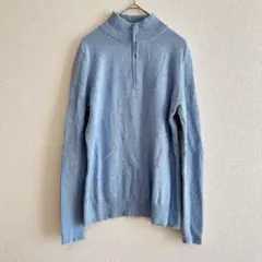 ハイネック ニット ライトブルー 【フリー】 水色 タートルネック ジップアップ