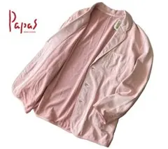 新品 Papas パパス スウェット アンコン ジャケット 綿 ピンク Lのサムネイル