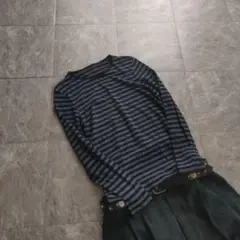 ブラック ブルー ボーダー ロンT グランジ opium k