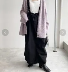 w closet サスペンダー付きパラシュートスカート ブラック
