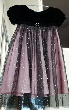 最終値下げ☆パフスリーブドレス 130cm 黒とピンク