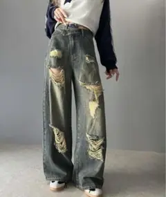 Java ダメージワイドデニム