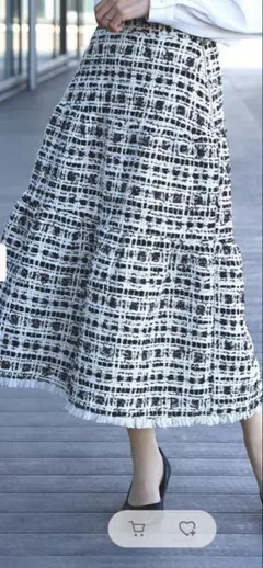 美品ビームスハート未使用フレアスカート ホワイト/ブラック