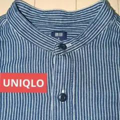 UNIQLOユニクロ　バンドカラー 　デニムシャツ　ヒッコリー　S