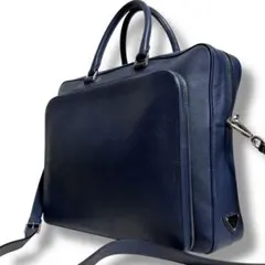 プラダ 現行 ネイビー レザー ビジネスバッグ サフィアーノ