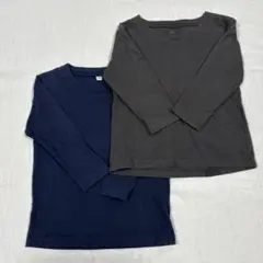 長袖カットソー 2枚セット 無印良品 トップス ネイビー グレー