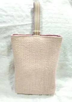 上履き入れ　ハンドメイド　入園入学グッズ　ヌビ　ピンク　裏地付き　ネームタグ付き