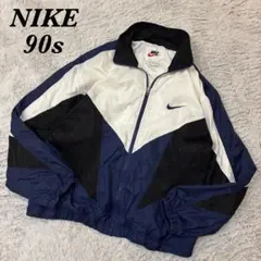 NIKE ナイキ　ナイロンジャケット　90s メッシュ　ロゴ刺繍　マルチカラー