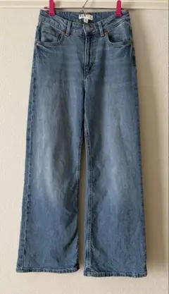美品　H&M ワイドハイウエストデニム US 4