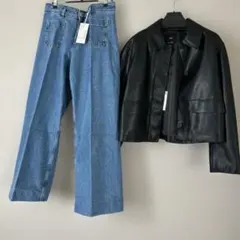 コーデ売り　デニム　ショートジャケット　2点セット　セットアップ