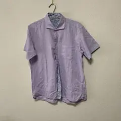 薄紫 半袖シャツ 花柄内側