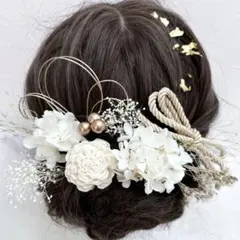 再販☆髪飾り☆ドライフラワー振袖卒業式成人式結婚式白無垢水引袴紐リボンゴールド