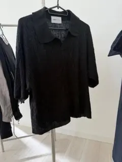 EMMA CLOTHES ニットポロシャツ ブラック