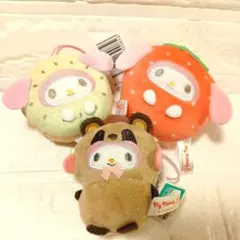 どうぶつ 着ぐるみマスコット & フルーツきぐるみマスコットマイメロ　3種セット