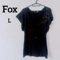 Fox 【L】ブラック 半袖シャツ 装飾あり　海外古着✨