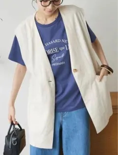 CRAFT STANDARD BOUTIQUE リネンレーヨンジレベスト 白のサムネイル