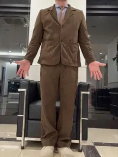 ブラウン コーデュロイ カジュアルスーツ