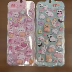 ２枚セット　おしりシール　マシュマロシール　動物キャラクター　ぷにぷにシール