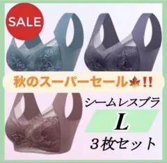SALE！シームレスブラ　ノンワイヤー　ナイトブラ 下着　美胸　3枚セット