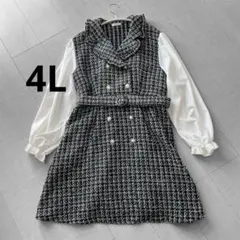 ツイードワンピース 4L