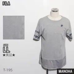 FILA　メンズ　レディース　半袖シャツ　無地　ロゴ刺繡　古着