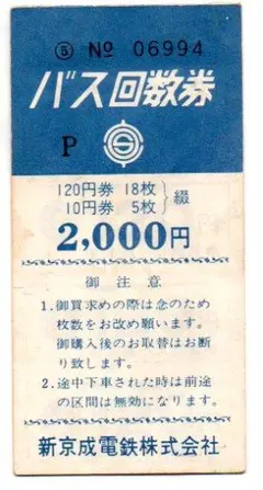 新京成バス回数券【使用＆払戻し不可---あくまで昭和レトロ感コレクションとして】