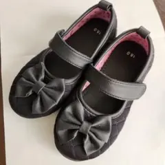 リボン付き黒フォーマルシューズ 18.0cm