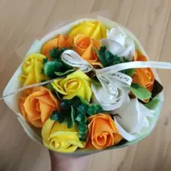 【最終値下げ】ソープフラワー シャボンフラワー花束 オレンジ・黄色・白