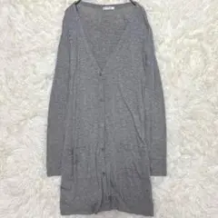 シネマクラブ Vネックロングカーディガン 薄手 グレー M 薄手　シンプル　長袖