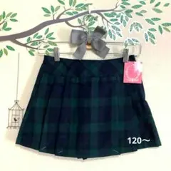 【新品✨極美】120〜ネイビー ラップキュロット スカート 緑系 チェック