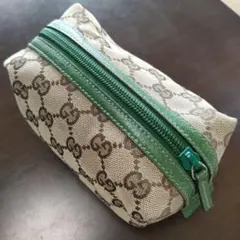 Gucci GGパターン ポーチ ベージュ/グリーン