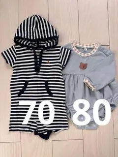 babyGap ストライプ フード付きロンパース 12-18ヶ月
