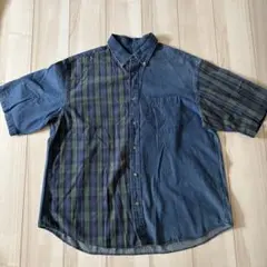 GUメンズデニム・チェック柄半袖シャツ