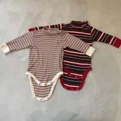 GAP 70 ストライプ タートルネックロンパース 2点セット