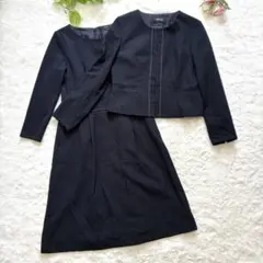 コムサイズム ネイビー　ツイード フォーマルスーツ　長袖ワンピース　11号
