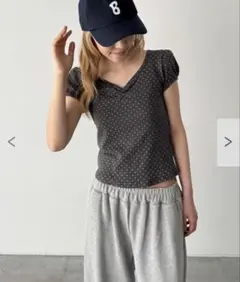canaljean ドットパフTシャツ　チャコールグレーのサムネイル
